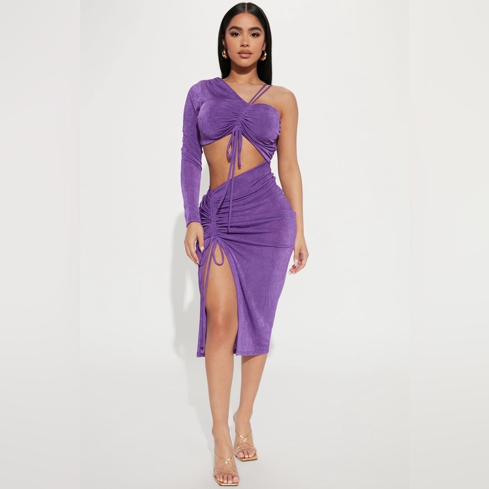 Fashion Nova Purple Cut Out Midi Dress
